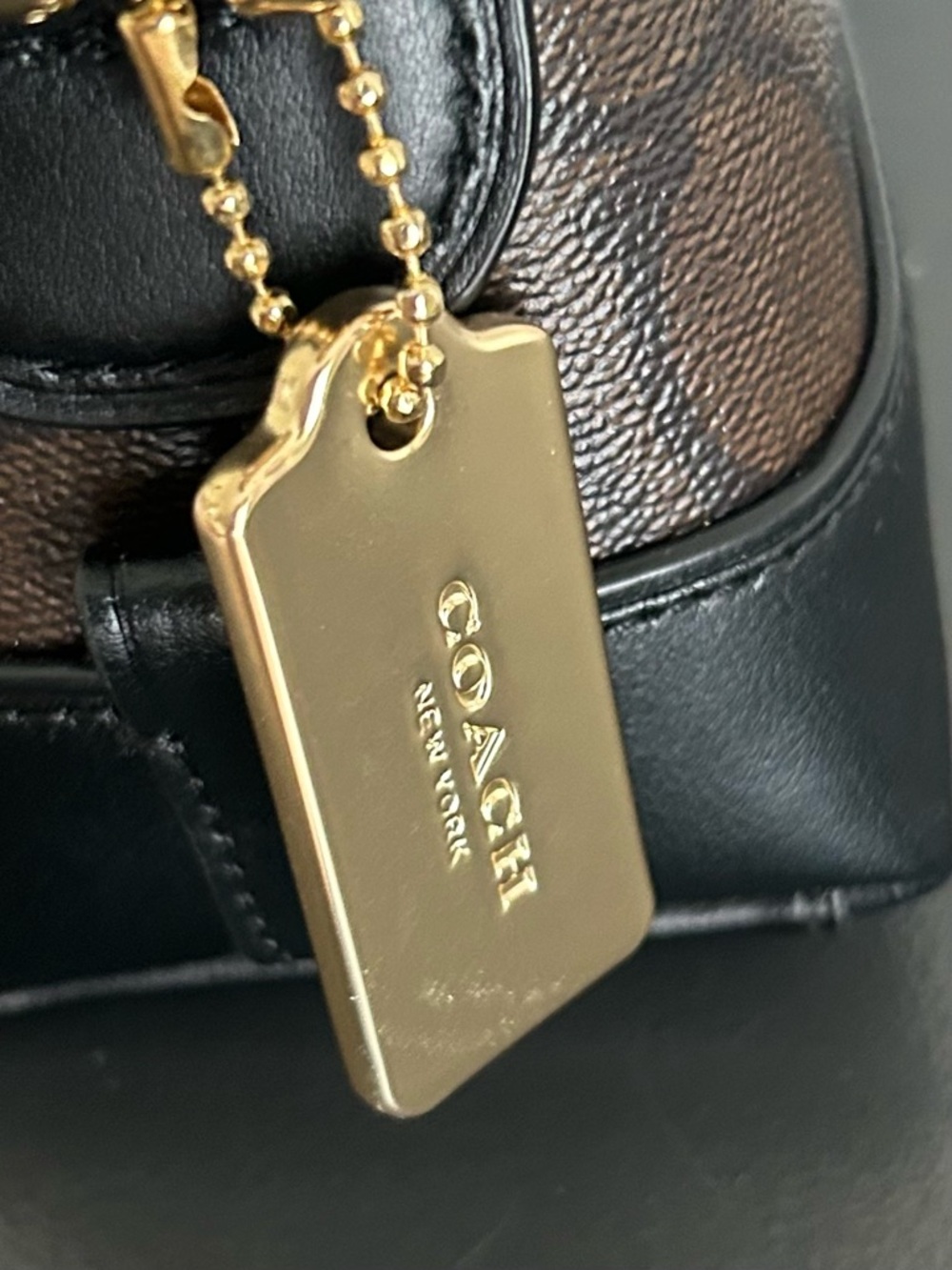 Coach Signature Crossbody Brown Black Leather Trim Gold Hardware shoulder bag - Picture 7 of 14